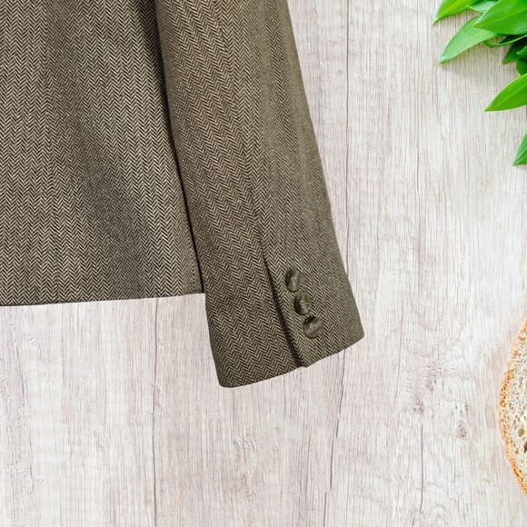 Talbots‎ Womens Blazer Size 12 Brown Herringbone Vintage Italian Cotton Silk - Picture 5 of 9
